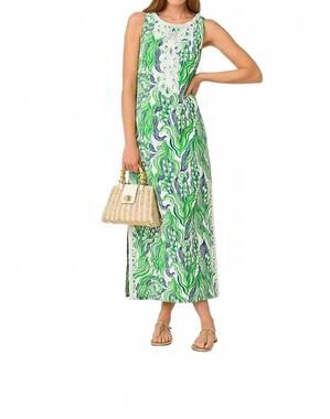 NEW LILLY PULITZER marleigh maxi shift dress in putting green oversized lilly of